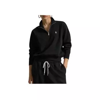 Polo Ralph Lauren однотонный логотип вышитый воротник стойка молния половина длины рукава толстовка женская толстовка черный 211851659-009 S