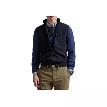 Polo Ralph Lauren однотонный логотип вышитый воротник стойка повседневный жилет мужские жилеты темно-синий 710934105-001 S
