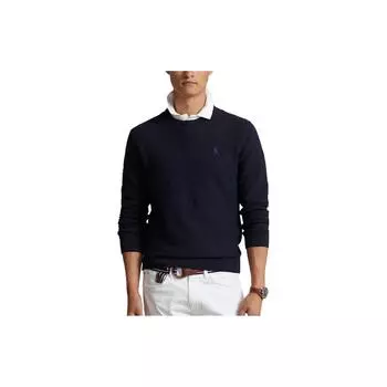 Polo Ralph Lauren Однотонный приталенный свитер с круглым вырезом для мужчин Синий 710918163-001 XS