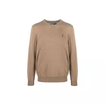 Polo Ralph Lauren однотонный простой круглый вырез приталенный длинный рукав свитер мужской свитер коричневый 710876714-011 XS