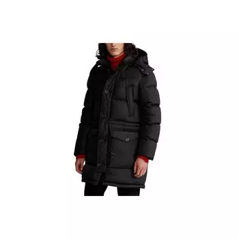 Polo Ralph Lauren однотонный пуховик средней длины со съемным капюшоном, мужская верхняя одежда, черный цвет 710920515-002 S