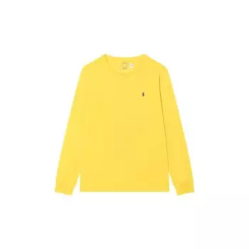 Polo Ralph Lauren Однотонный пуловер с круглым вырезом, футболка с длинным рукавом и вышивкой пони, детские топы, желтый 323854677-092 XL