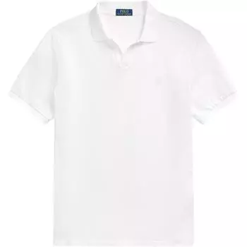 Polo Ralph Lauren Однотонный пуловер с вышивкой логотипа Прямой крой Футболка поло с коротким рукавом Мужские топы Белый 710941449-002 M