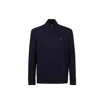 Polo Ralph Lauren однотонный шерстяной свитер с длинным рукавом и застежкой-молнией, мужской свитер темно-синего цвета 710876719-001