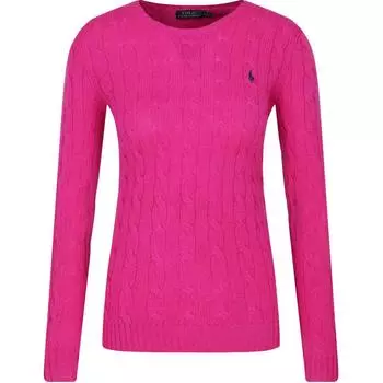 Polo Ralph Lauren однотонный свитер с круглым вырезом и вышивкой в виде пони, женский свитер розово-красного цвета 211525764-062 XS