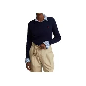 Polo Ralph Lauren однотонный свитер с круглым вырезом и длинными рукавами из шерсти женский свитер синий 211875831-007 XS