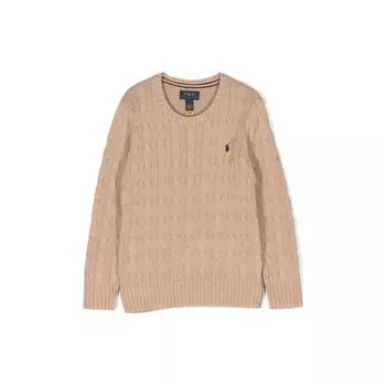 Polo Ralph Lauren однотонный свитер с круглым вырезом детский свитер коричневый 323702674-057 S