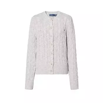 Polo Ralph Lauren однотонный свитер с круглым вырезом и косами, с одной пуговицей, с длинными рукавами, женский свитер светло-серый 0400022029-112 XS