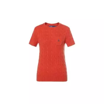 Polo Ralph Lauren однотонный свитер с круглым вырезом и коротким рукавом женский свитер красный 211910423-002 XS