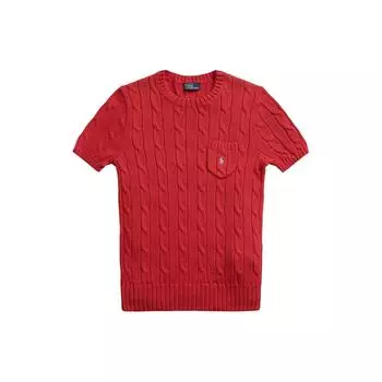 Polo Ralph Lauren однотонный свитер с круглым вырезом и коротким рукавом женский свитер красный 211895379-007 XS