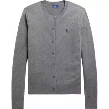 Polo Ralph Lauren однотонный свитер с круглым вырезом и пуговицами, длинный рукав, женский свитер, серый WMPOSWENDW20115-020 S