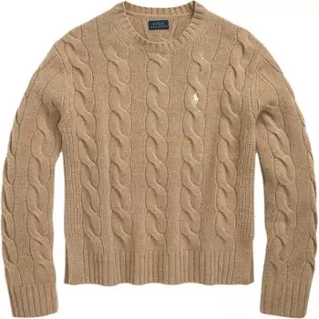 Polo Ralph Lauren однотонный свитер с круглым вырезом и вышивкой в виде пони, женский свитер цвета хаки 211926543-003 XL