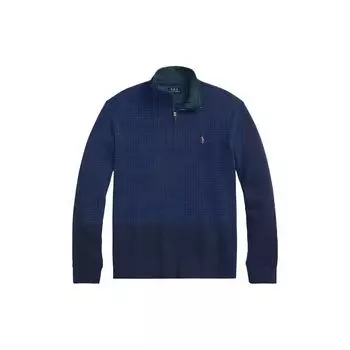 Polo Ralph Lauren однотонный свитер с воротником-стойкой и длинными рукавами, мужская рубашка поло, темно-синяя, MNPOKNI16822356 XL