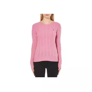 Polo Ralph Lauren однотонный свитер с вышитым пони, круглым вырезом и длинными рукавами, женский свитер, розовый 211581065-015 S