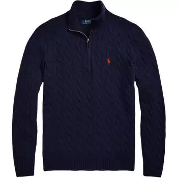 Polo Ralph Lauren однотонный свитер с вышитым пони-воротником-стойкой и длинными рукавами, застегивающийся на молнию до половины длины, мужской свитер темно-синего цвета 710876766W-002 XXL