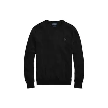 Polo Ralph Lauren однотонный свитер с вышитым пони, круглый вырез, длинный рукав, мужской свитер, черный 710684957-008 XXL