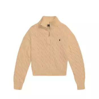 Polo Ralph Lauren однотонный свитер с вышитым пони-молнией, высокий ворот, длинный рукав, женский свитер цвета хаки WMPOSWENC021113-260 S