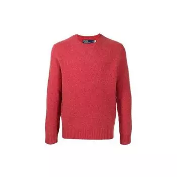 Polo Ralph Lauren однотонный свитер с заплаткой на локте и круглым вырезом, мужской свитер, красный 710810848-001 M