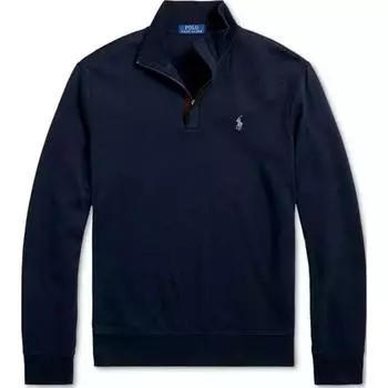 Polo Ralph Lauren Однотонный свитшот с длинным рукавом на молнии до середины, с вышивкой логотипа, мужской, темно-синий 710890534-028