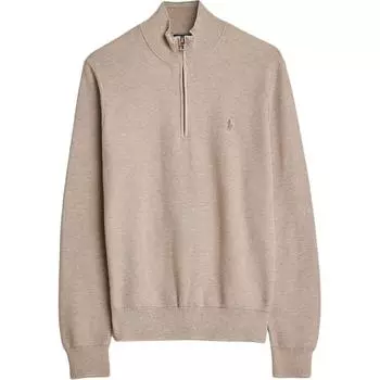 Polo Ralph Lauren Однотонный свитшот с воротником-стойкой, на молнии до половины, с длинным рукавом, мужской, бежевый 710929260-006 S