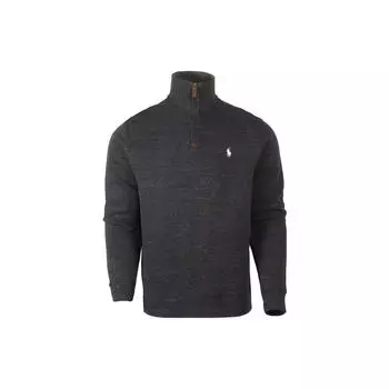 Polo Ralph Lauren Однотонный свитшот с вышивкой логотипа на молнии до середины груди Мужской свитшот Светло-серый 710723158-023 M