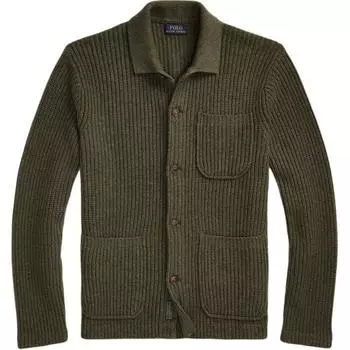 Polo Ralph Lauren однотонный свободный покрой поло воротник прямой покрой длинный рукав карман вязаный мужской свитер зеленый MNPOSWE16822129 XL