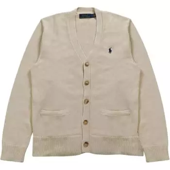 Polo Ralph Lauren Однотонный трикотажный свитер с V-образным вырезом на пуговицах и длинным рукавом Мужской свитер Бежевый 710961170-003 L