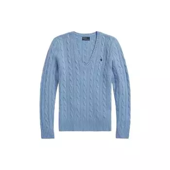 Polo Ralph Lauren однотонный трикотажный свитер с длинным рукавом и V-образным вырезом женский свитер синий 211910422-004 M