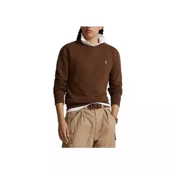 Polo Ralph Lauren Однотонный трикотажный свитшот с круглым вырезом и вышивкой маленькой пони, с длинными рукавами, мужской, коричневый 710825900-014 XL