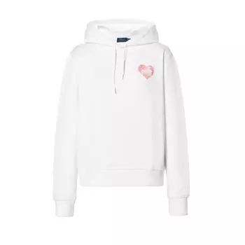 Polo Ralph Lauren однотонный узор в виде сердца свободный с капюшоном и длинными рукавами женский свитшот белый WMPOKNINFB20187-100 M
