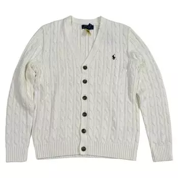 Polo Ralph Lauren однотонный V-образный вырез с логотипом Pony вязаный кардиган свитер детский свитер белый 323925718-003 S