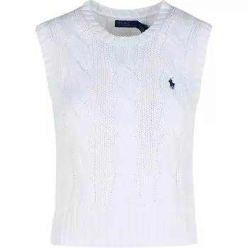 Polo Ralph Lauren Однотонный Вязаный Свитер Без Рукавов Женский свитер Белый 211959295-001 M