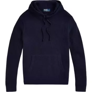 Polo Ralph Lauren Однотонный вафельный кашемировый свитер с капюшоном с длинным рукавом Мужской свитер Темно-синий 650045 L
