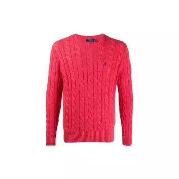 Polo Ralph Lauren однотонный вязаный простой свитер с длинным рукавом, мужской свитер красного цвета 710775885-007 M