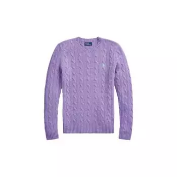 Polo Ralph Lauren однотонный вязаный свитер с круглым вырезом, женский свитер, фиолетовый 211910421-011 XS