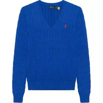Polo Ralph Lauren однотонный вязаный свитер с V-образным вырезом женский свитер королевского синего цвета 211891641-006 L
