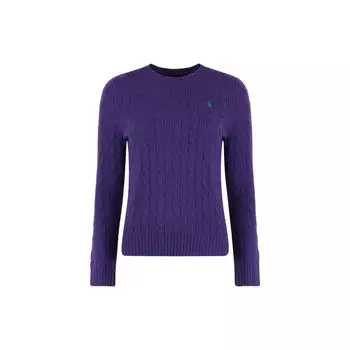 Polo Ralph Lauren однотонный вязаный свитер с круглым вырезом и длинными рукавами из шерсти женский свитер фиолетовый 211875831013 XS