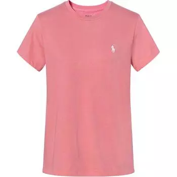 Polo Ralph Lauren однотонный вышитый логотип повседневная футболка с круглым вырезом и коротким рукавом женские топы розовые 211682521-108 M