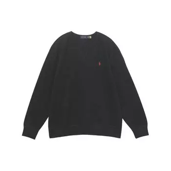 Polo Ralph Lauren однотонный вышитый логотип пуловер флисовый свитшот с круглым вырезом мужской свитшот черный 710766772-001 S