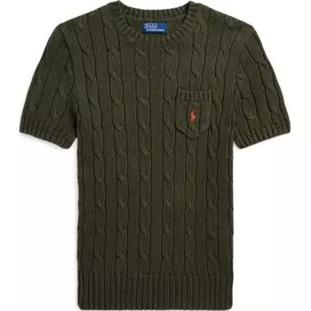 Polo Ralph Lauren однотонный вышитый логотип с круглым вырезом и коротким рукавом женский свитер зеленый WMPOSWENC021175-300 M