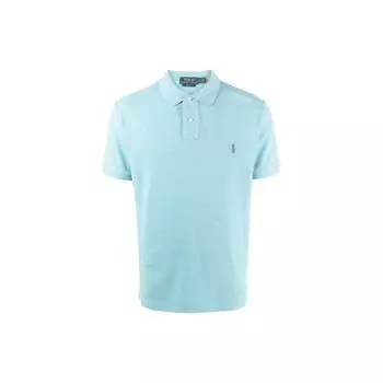 Polo Ralph Lauren однотонный вышитый логотип свитер с коротким рукавом поло рубашка мужская топы светло-голубой 710536856-357