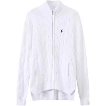 Polo Ralph Lauren однотонный женский свитер с вышитым пони-узором на молнии с длинными рукавами, белый 211719049-005 XL