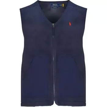 Polo Ralph Lauren однотонный жилет без рукавов с застежкой-молнией и круглым вырезом, мужские жилеты синего цвета 710917546-002 M