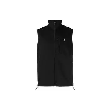 Polo Ralph Lauren Однотонный жилет на молнии с высоким воротником и вышивкой логотипа Мужской жилет Черный 710934621-001 S