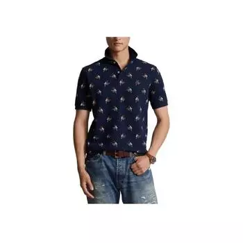 Polo Ralph Lauren Patterned Button Casual Polo Shirt Short Sleeve Men tops Blue 710953523-001 L