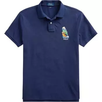 Polo Ralph Lauren Polo Bear Letter Logo Embroidered Slim Fit Polo Shirt Short Sleeve Polo Shirt Men tops Dark-Blue MNPOKNI1N820618-410 XS