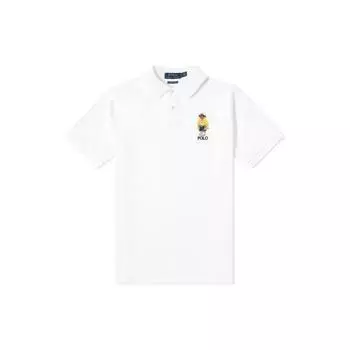 Polo Ralph Lauren Polo Bear Logo Вышитый повседневный короткий рукав поло рубашка мужская белая 710792901-001 XS