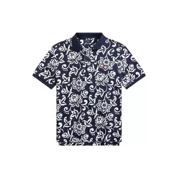 Polo Ralph Lauren Polo Collar Pattern Printed Polo Shirt Short Sleeve Polo Shirt Men tops Dark-Blue 710837346-001 S