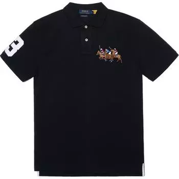 Polo Ralph Lauren Polo Logo Вышитая рубашка поло с коротким рукавом Мужская черная 710814437-001 S