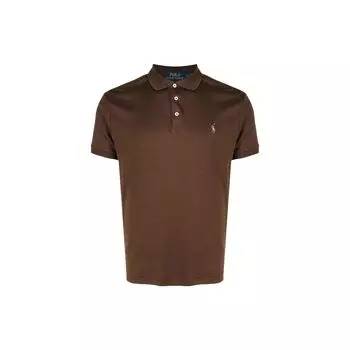 Polo Ralph Lauren Polo Pony Solid Straight Fit Logo Embroidered Short Sleeve Polo Shirt Men tops Brown 710652578-140 L